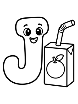 Free printable Friendly Letter J With Juice Box coloring page