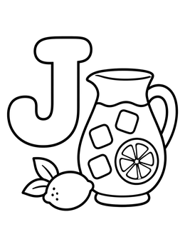 Free printable Letter J With Lemonade Jug coloring page