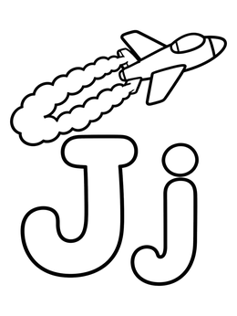 Free printable Letter J With Flying Jet coloring page