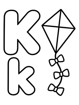 Free printable Letter K With Flying Kite coloring page