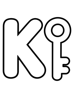 Free printable Capital Letter K And Simple Key coloring page