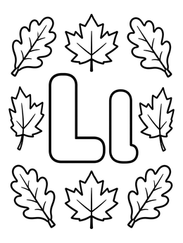 Free printable Letter L With Autumn Leaves coloring page