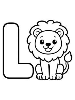 Free printable Letter L With Cute Lion coloring page