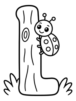 Free printable Letter L Tree Trunk With Ladybug coloring page