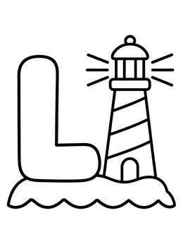 Free printable Letter L And Shining Lighthouse coloring page