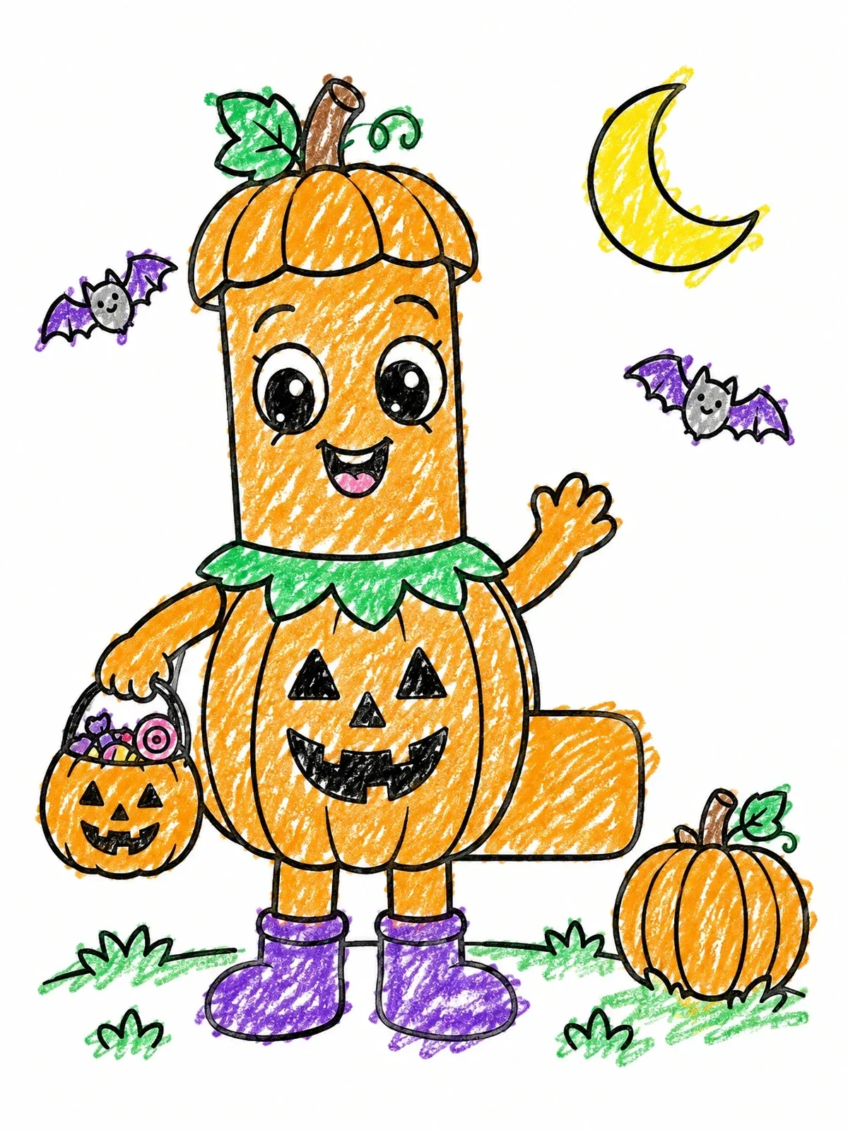 Colored example of the Letter L In Halloween Costume coloring page