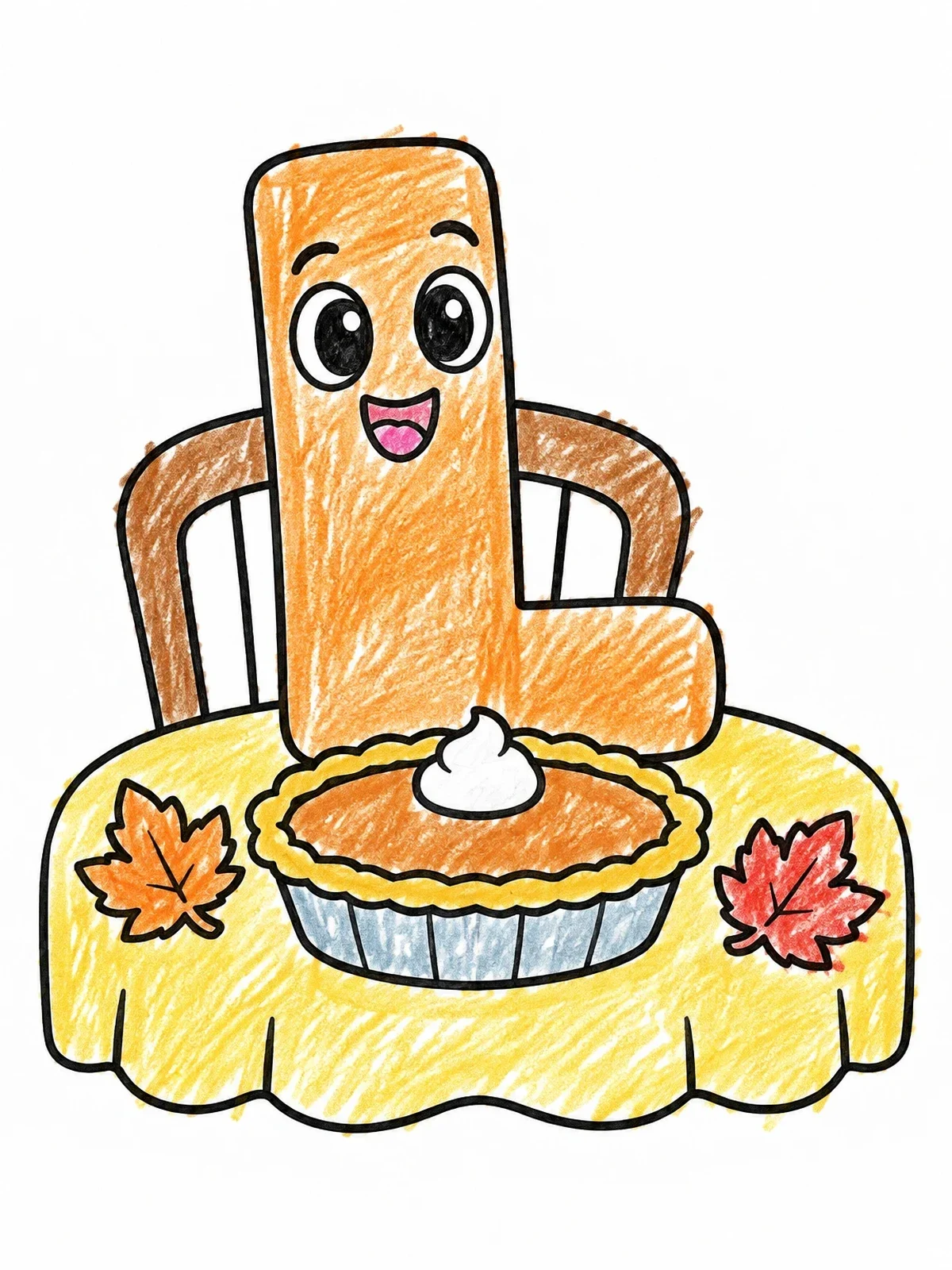 Colored example of the Letter L With Thanksgiving Pie coloring page