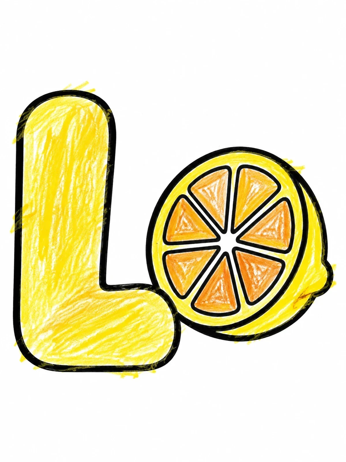 Colored example of the Letter L And Sliced Lemon coloring page