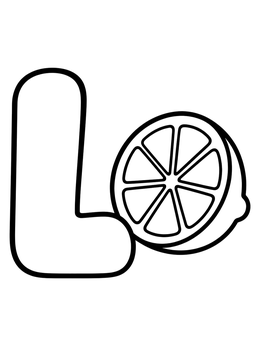 Free printable Letter L And Sliced Lemon coloring page