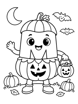 Free printable Letter M Halloween Pumpkin Costume coloring page