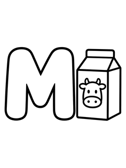 Free printable Letter M With Milk Carton coloring page