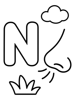 Free printable Letter N And Sniffing Nose coloring page
