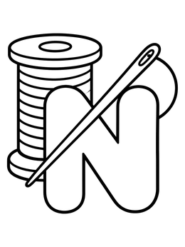 Free printable Letter N With Needle And Thread coloring page