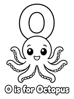 Free printable Cute Octopus With Letter O coloring page