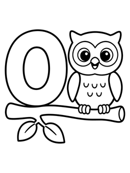 Free printable Capital Letter O With Cute Owl coloring page