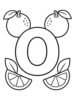 Free printable Letter O With Fresh Oranges coloring page