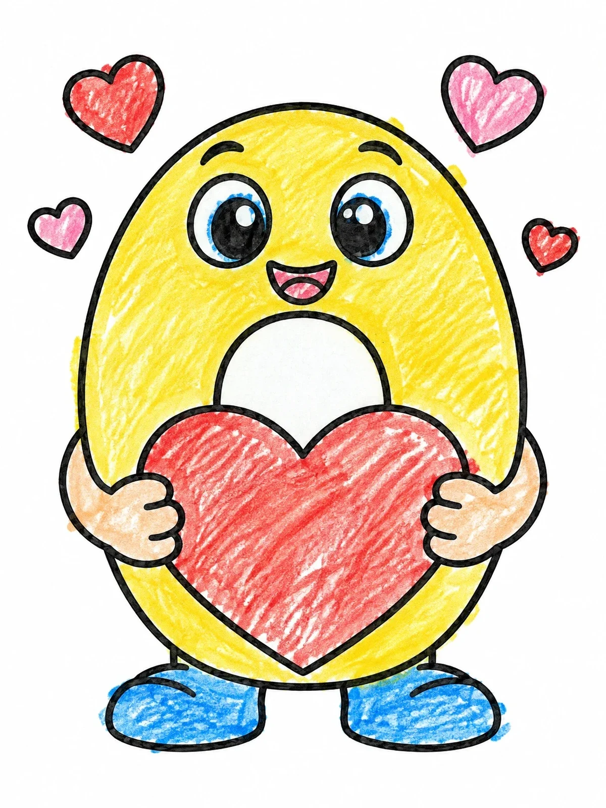 Colored example of the Cute Letter O Holding A Heart coloring page