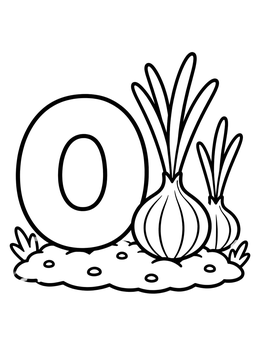 Free printable Letter O With Garden Onions coloring page