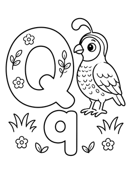 Free printable Letter Q With Cute Quail coloring page