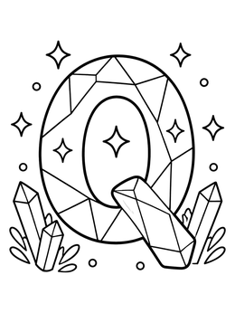 Free printable Letter Q Crystal Gem coloring page