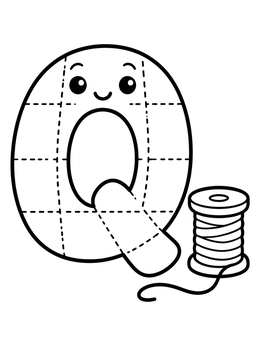 Free printable Cute Quilted Letter Q And Thread Spool coloring page