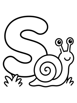 Free printable Letter S With Friendly Snail coloring page