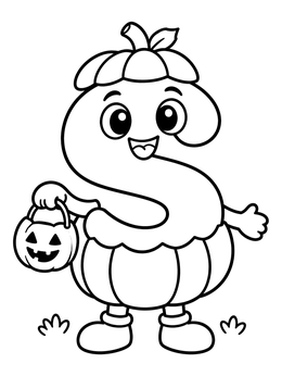 Free printable Letter S In Pumpkin Costume coloring page