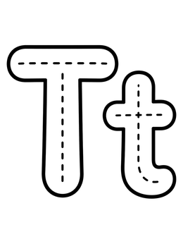 Free printable Uppercase And Lowercase Letter T Tracing coloring page