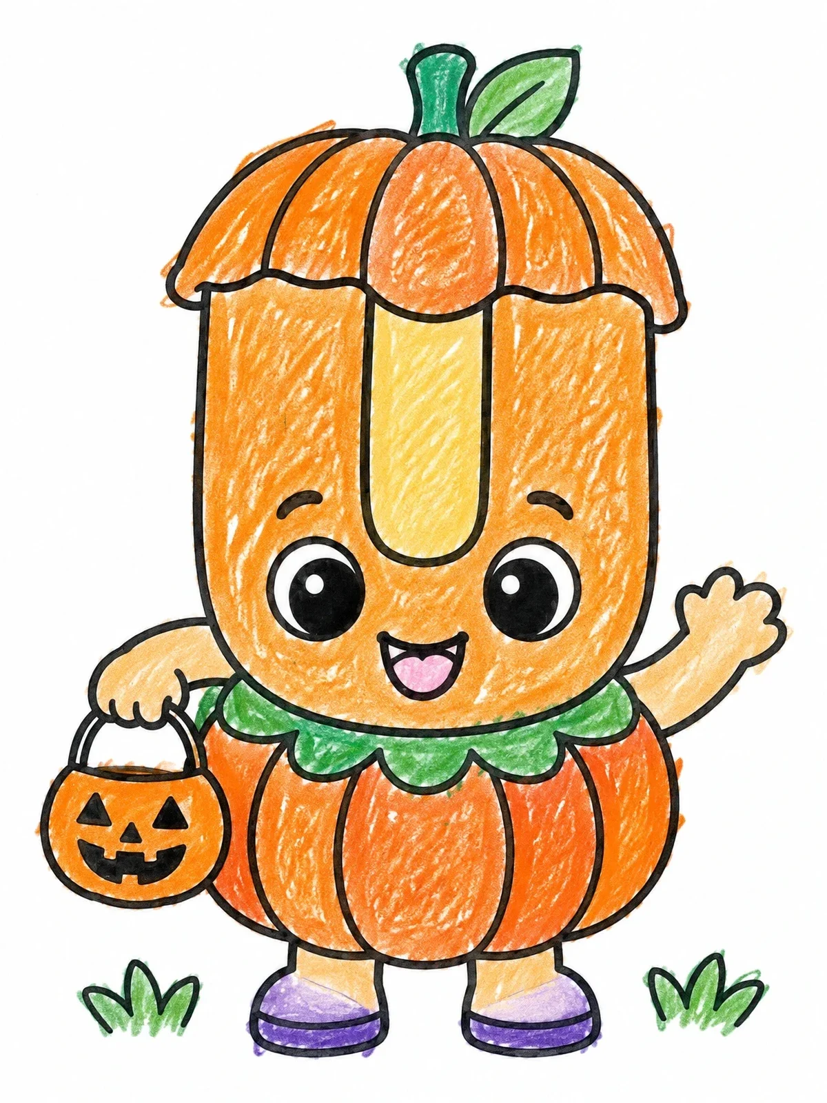 Colored example of the Letter U Halloween Pumpkin Costume coloring page