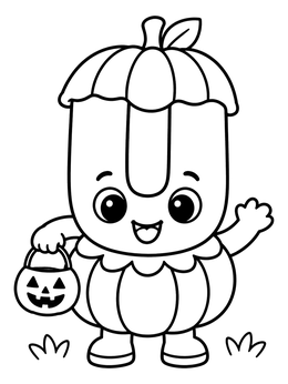 Free printable Letter U Halloween Pumpkin Costume coloring page