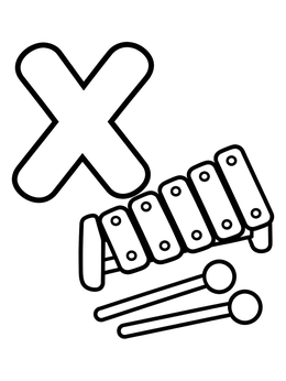 Free printable Letter X With Toy Xylophone coloring page