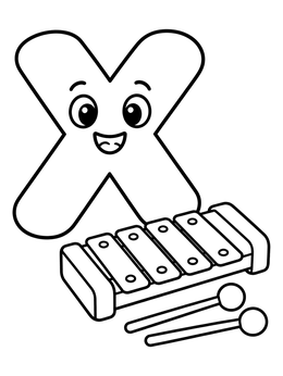 Free printable Friendly Letter X With Toy Xylophone coloring page