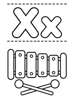 Free printable Letter X With Toy Xylophone coloring page