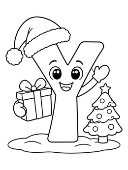 Free printable Festive Letter Y Celebrating Christmas coloring page