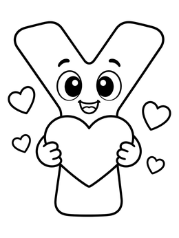 Free printable Friendly Letter Y Holding A Heart coloring page