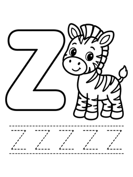 Free printable Letter Z With Baby Zebra coloring page
