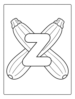 Free printable Letter Z With Crossed Zucchinis coloring page