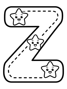 Free printable Letter Z With Smiling Stars coloring page