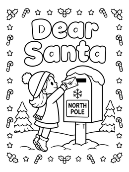 Free printable Girl Mailing Letter To Santa coloring page
