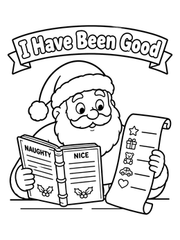 Free printable Santa Checking The Good List coloring page