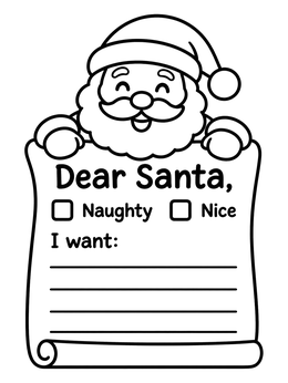 Free printable Santa Claus Holding Wishlist Letter coloring page