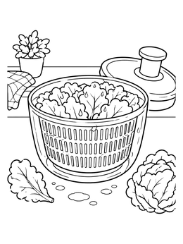 Free printable Fresh Lettuce In A Salad Spinner coloring page