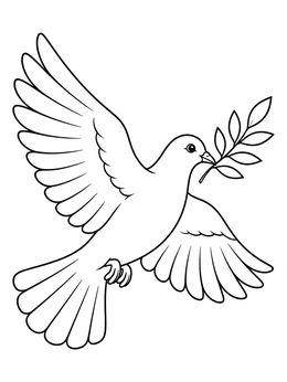 Free printable Peace Dove With Olive Branch coloring page