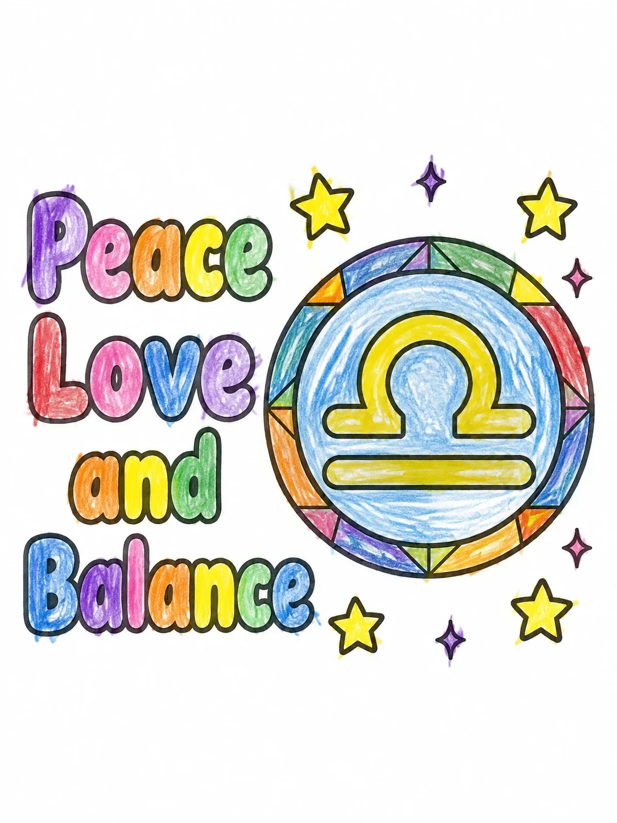Colored example of the Libra Sign Peace And Balance coloring page