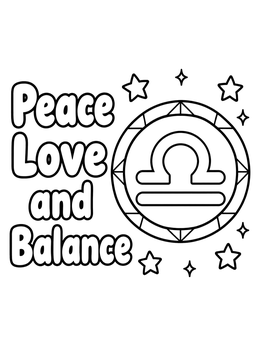 Free printable Libra Sign Peace And Balance coloring page