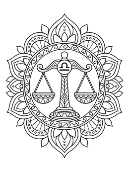 Free printable Libra Zodiac Sign Mandala coloring page