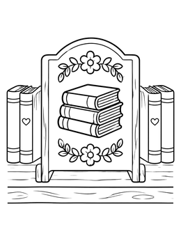 Free printable Library Bookshelf Divider With Flowers coloring page