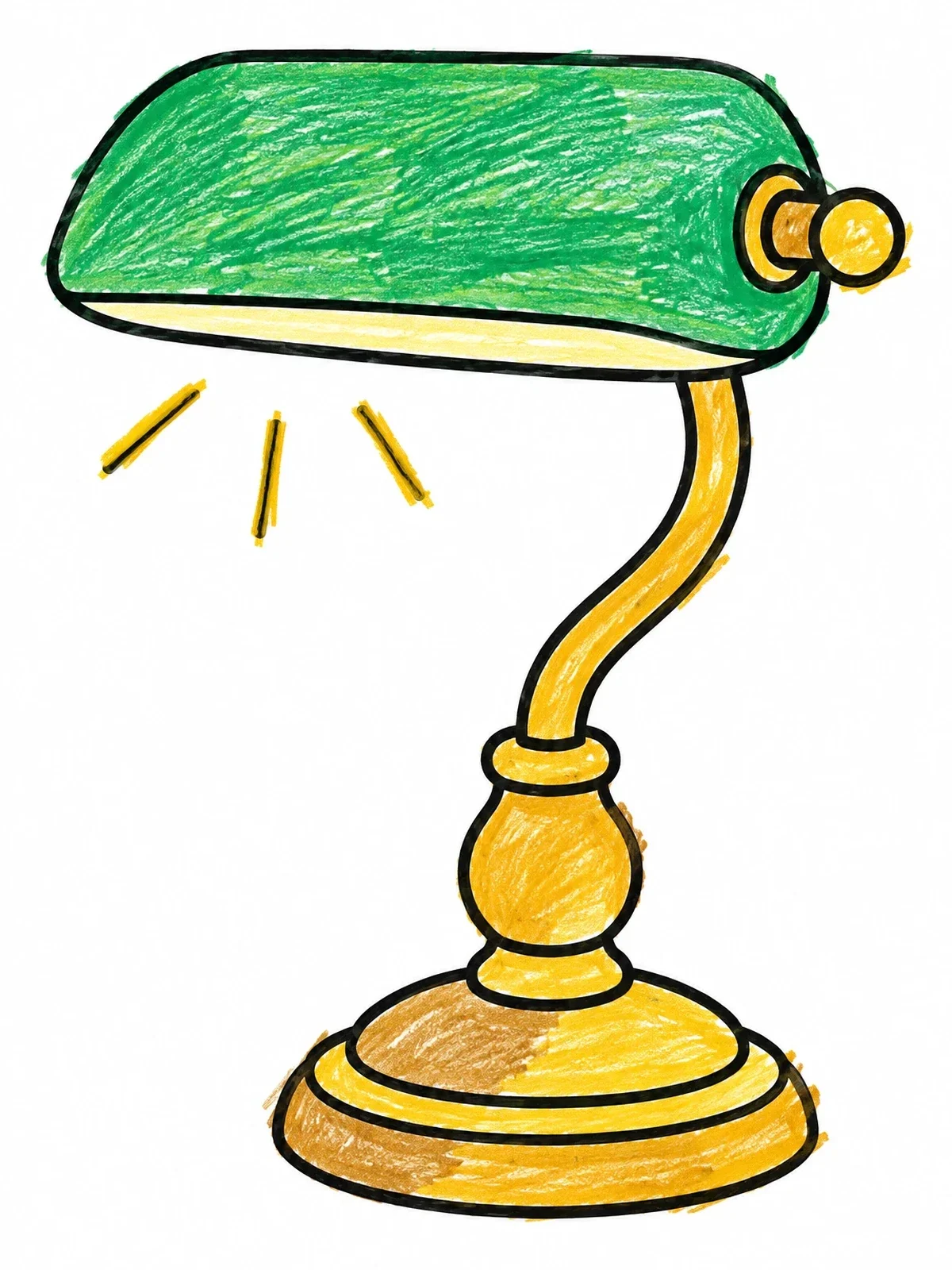 Colored example of the Classic Banker Desk Lamp coloring page