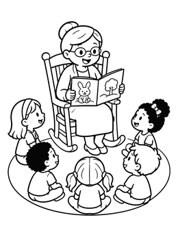 Free printable Storytime With The Friendly Librarian coloring page