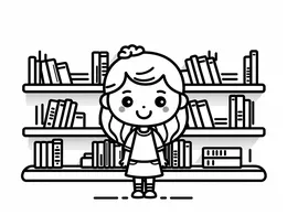 Library and reading coloring page
